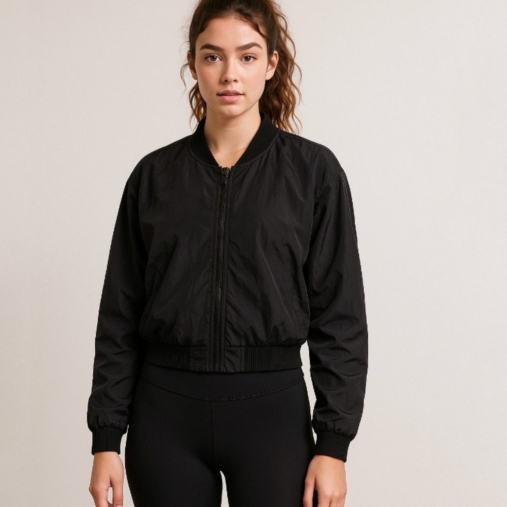 Old Navy Womens Jacket Nylon Full Zip Lightweight Athletic Black M Medium‎